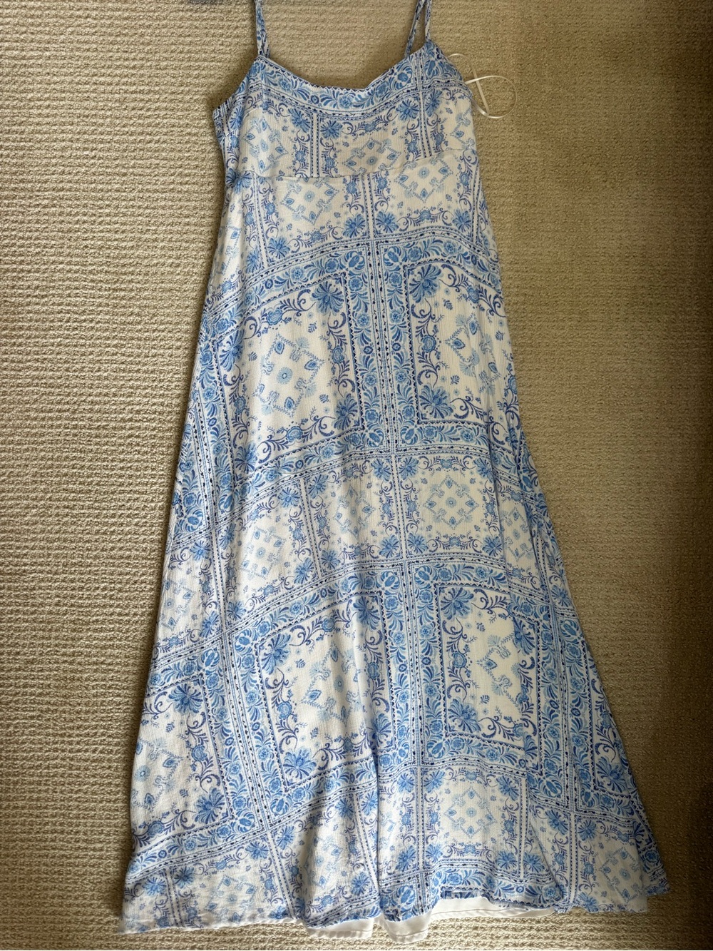 Altar'd State Blue & White Printed Maxi Slip Dress